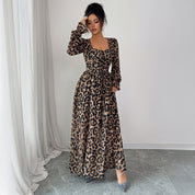 Femke’s - Vrouwen Luipaardprint Longsleeve Maxi Jurk