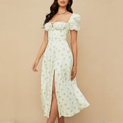 Emma’s - Vrouwen Franse Bloemenprint Slim Fit Jurk met Bandjes