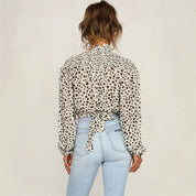 Nina’s - Vrouwen Bedrukte Longsleeve Top met Strikdetail