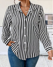 Makenzie’s - Vrouwen Lichtgewicht Gestreepte Longsleeve Blouse