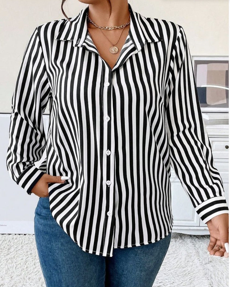 Makenzie’s - Vrouwen Lichtgewicht Gestreepte Longsleeve Blouse