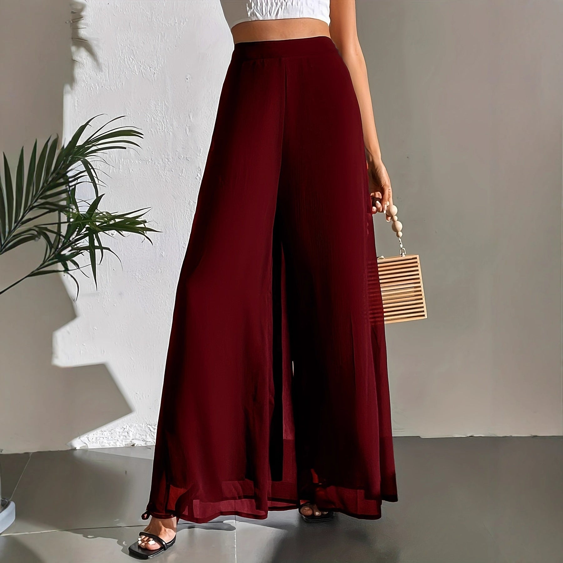 Yara’s - Vrouwen Luchtige Chiffon Wijde Broek