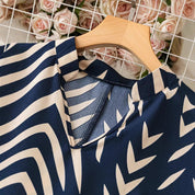 Mila’s - Vrouwen Elegante Onregelmatige Gestreepte Midi Jurk