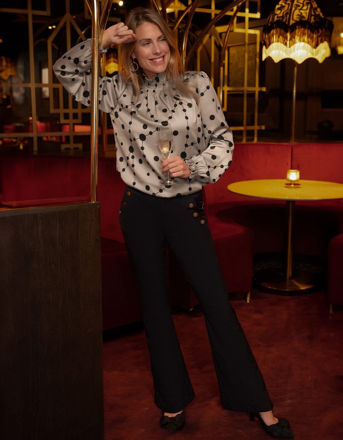 Je m'appelle Broeken Pant Flare Marise Buttons Travel | Zwart