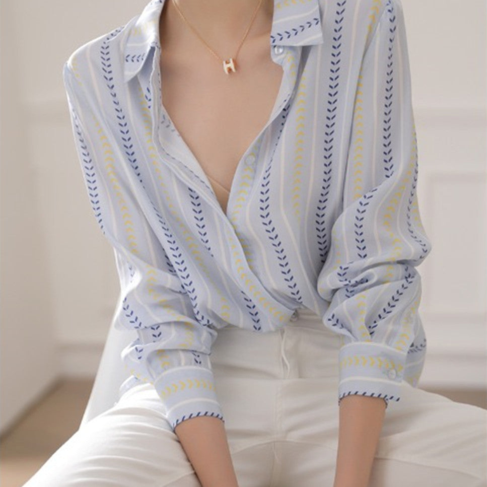 Luna’s - Vrouwen Contrasterende Verticale Gestreepte Blouse