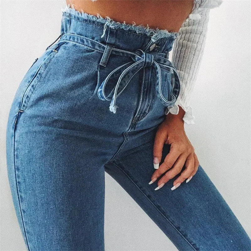 Hoge Taille  Gewassen Denim Jeans Voor Vrouwen