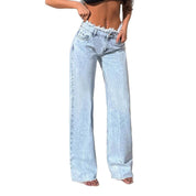 Femke’s - Vrouwen Hoge Taille Raw Hem Wijde Jeans