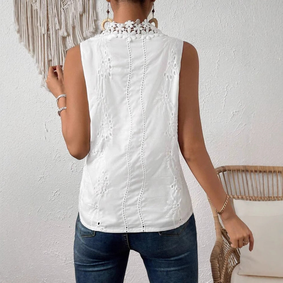 Sophie’s - Vrouwen Kanten Detail Mouwloze Top met Bandjes