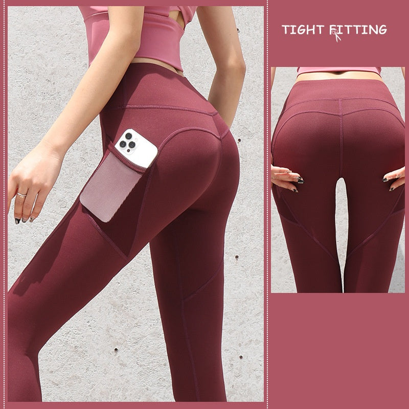 Naadloze Sportlegging Met Zakken Push Up Voor Vrouwen Hoge Taille Fitness Yoga