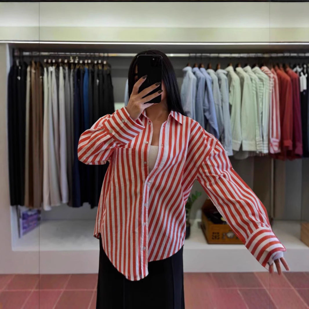 Makenzie’s - Vrouwen Lichtgewicht Gestreepte Longsleeve Blouse