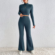 Noor’s - Vrouwen Gebreide Coltrui & Hoge Taille Wijde Broek Set