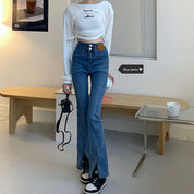 Emma’s - Vrouwen Hoge Taille Slim Fit Denim Broek