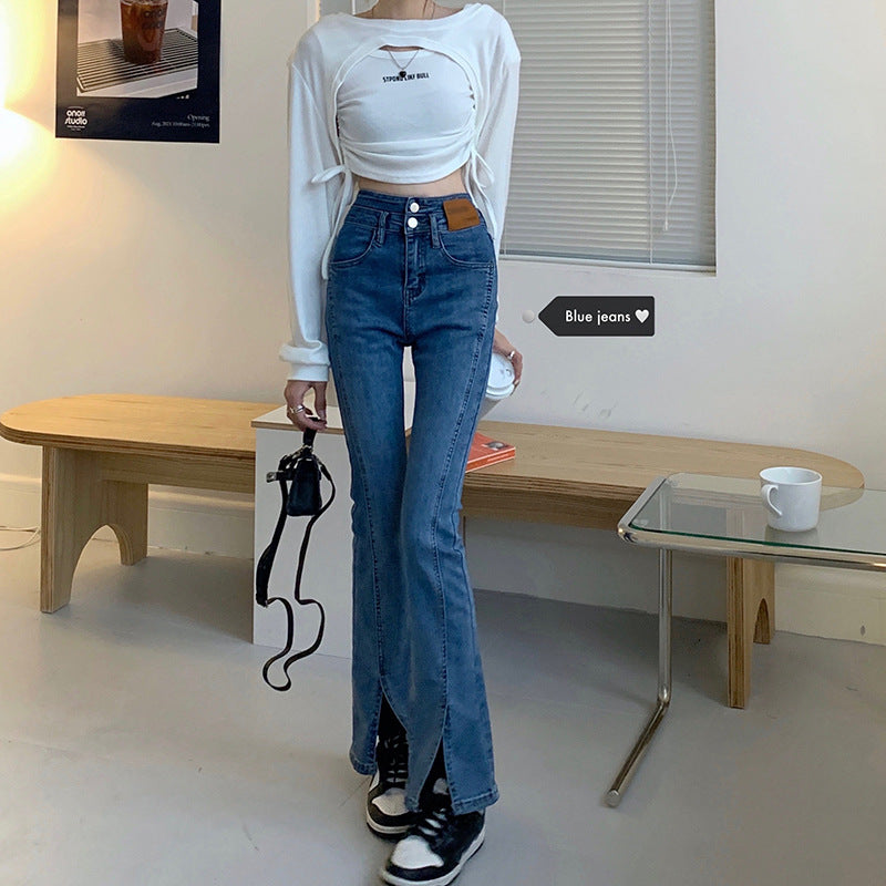 Emma’s - Vrouwen Hoge Taille Slim Fit Denim Broek