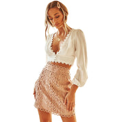 Luna’s - Vrouwen V-Hals Bloemenkant Blouse