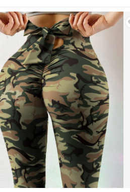 Legging met camouflageprint en strikdetail vooraanzicht
