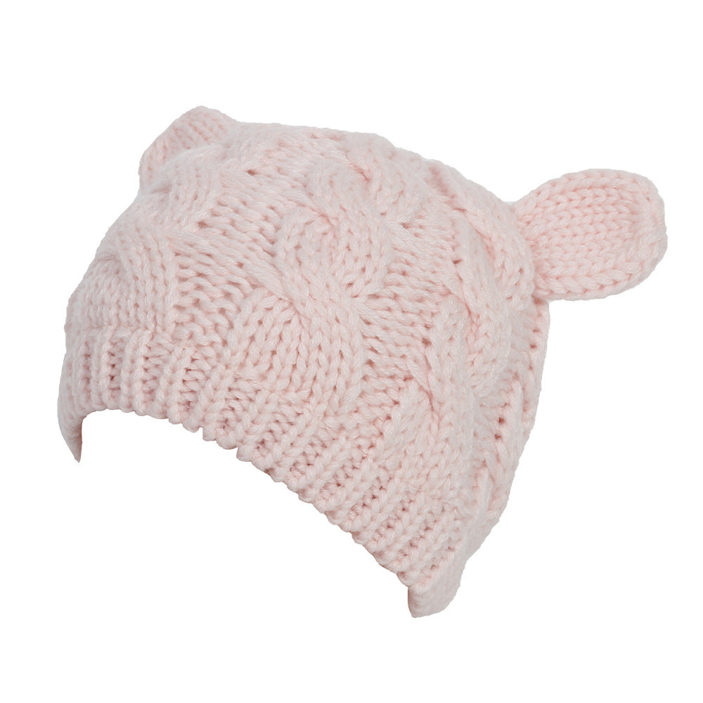 Handgemaakt 3D Kattenoren Gebreide Winter Beanie Met Oortjes