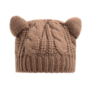 Handgemaakt 3D Kattenoren Gebreide Winter Beanie Met Oortjes