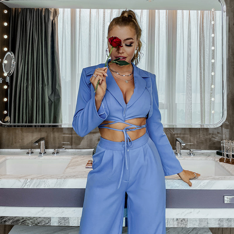 Sophie’s - Vrouwen Driedelige Set Blazer & Wijde Broek