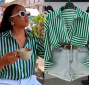 Makenzie’s - Vrouwen Lichtgewicht Gestreepte Longsleeve Blouse