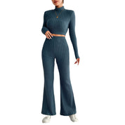 Noor’s - Vrouwen Gebreide Coltrui & Hoge Taille Wijde Broek Set