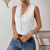 Sophie’s - Vrouwen Kanten Detail Mouwloze Top met Bandjes