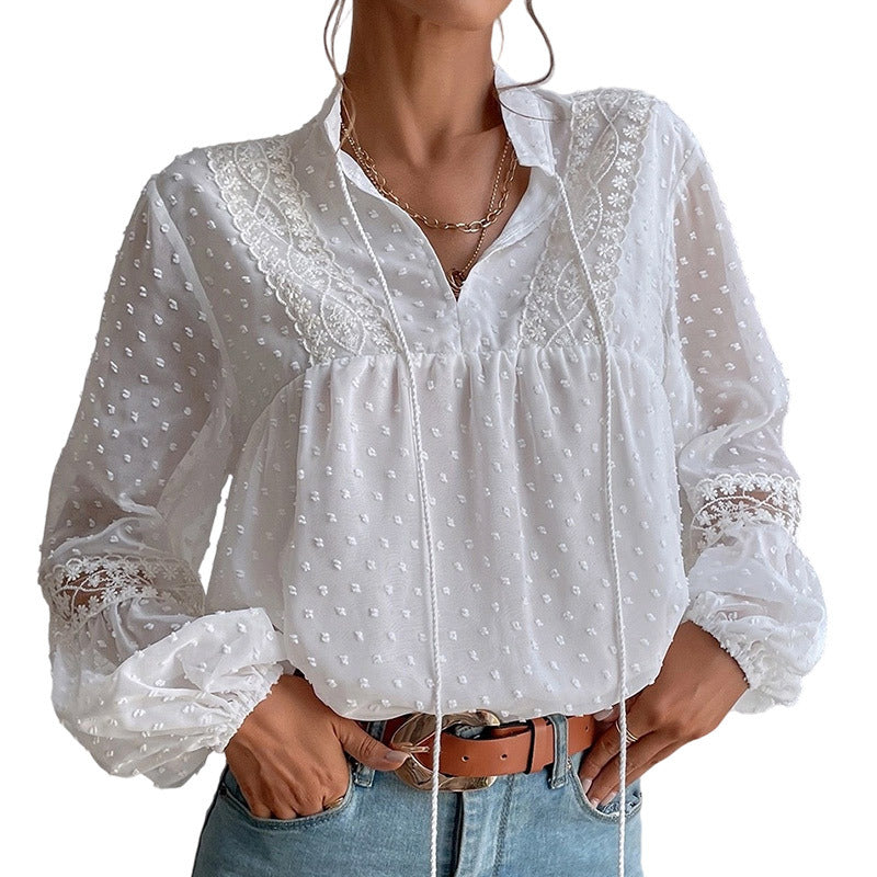 Sandi’s - Vrouwen Kanten Patchwork Blouse